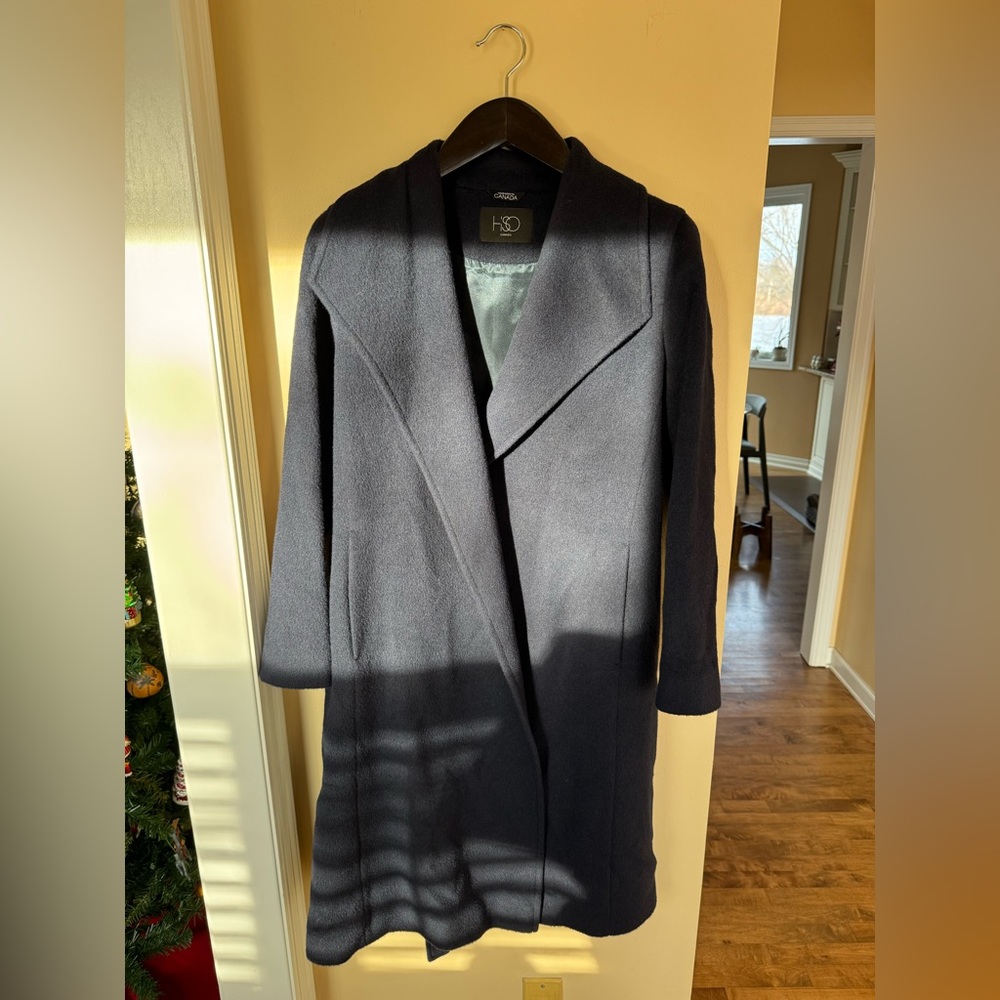 HiSO Canada alpaca navy wrap coat